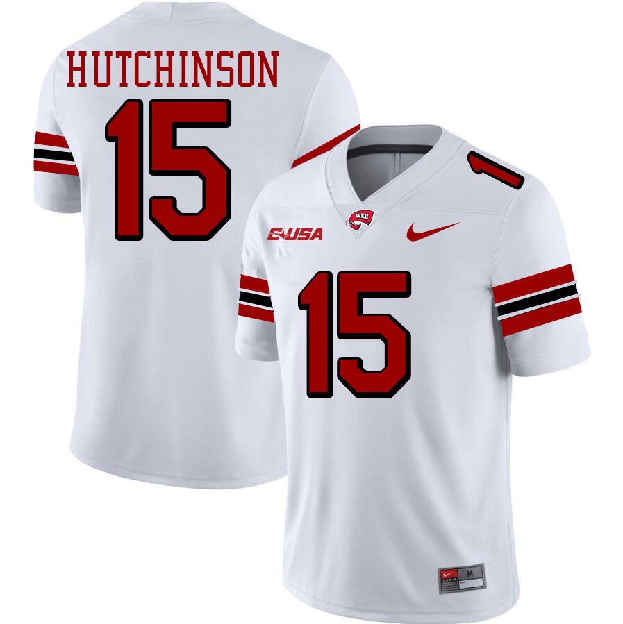 K.D. Hutchinson WKU Jersey,Western Kentucky Hilltoppers #15 K.D. Hutchinson Jersey Youth-White